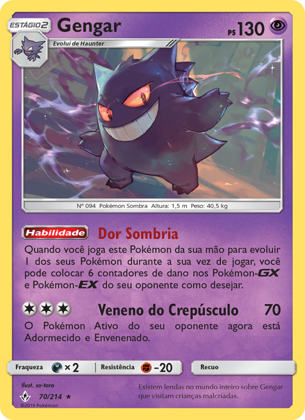 Gengar 70 — Elos Inquebráveis (Portuguese Pokémon TCG card)
