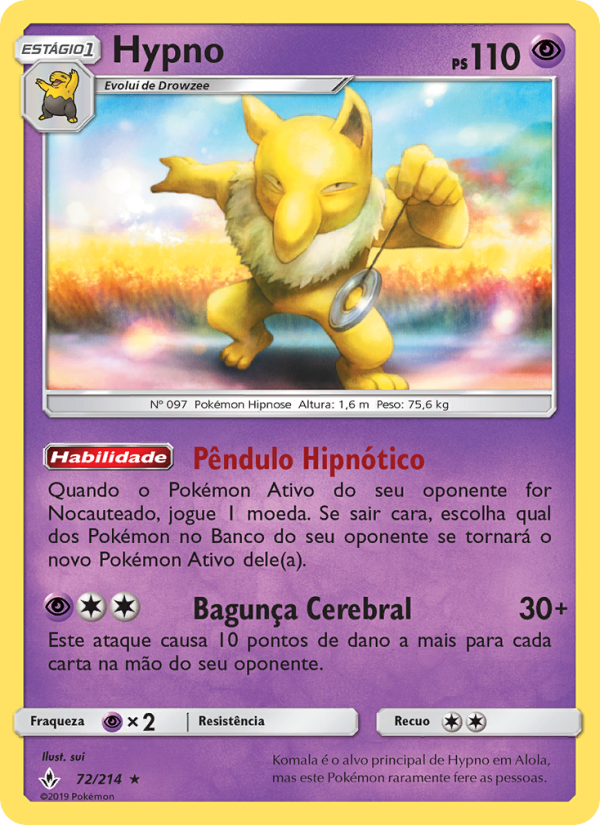 Hypno 72 — Elos Inquebráveis (Portuguese Pokémon TCG card)