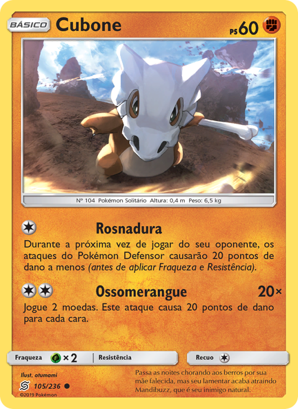 Cubone 105 — Sintonia Mental (Portuguese Pokémon TCG card)
