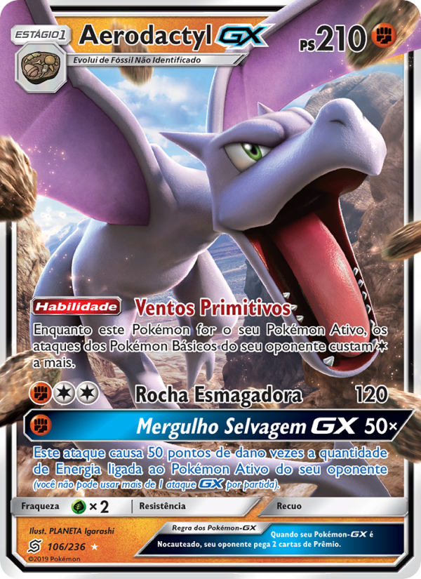 Aerodactyl GX 106 — Sintonia Mental (Portuguese Pokémon TCG card)