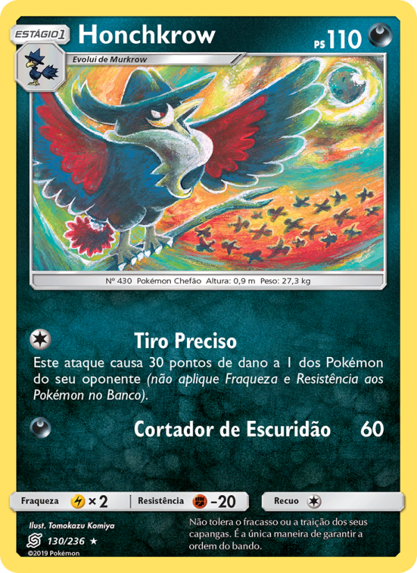 Honchkrow 130 — Sintonia Mental (Portuguese Pokémon TCG card)