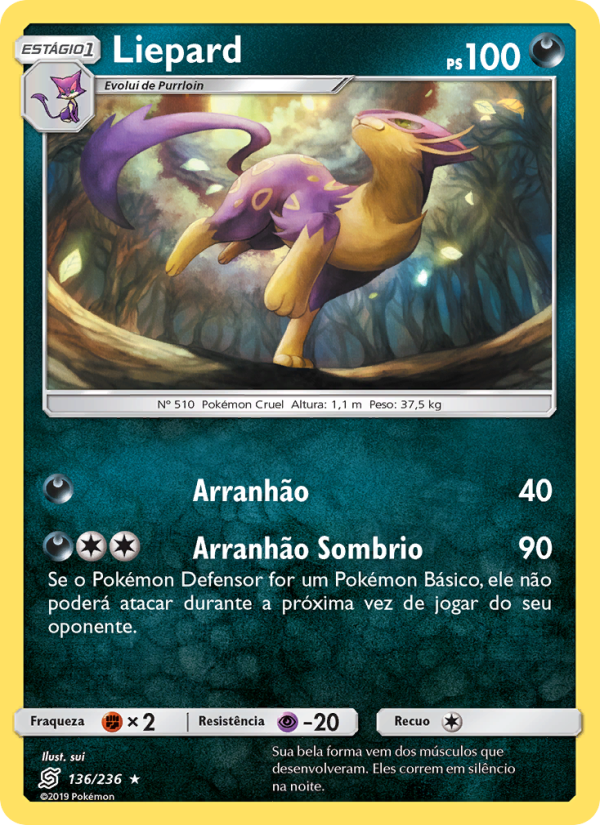 Liepard 136 — Sintonia Mental (Portuguese Pokémon TCG card)