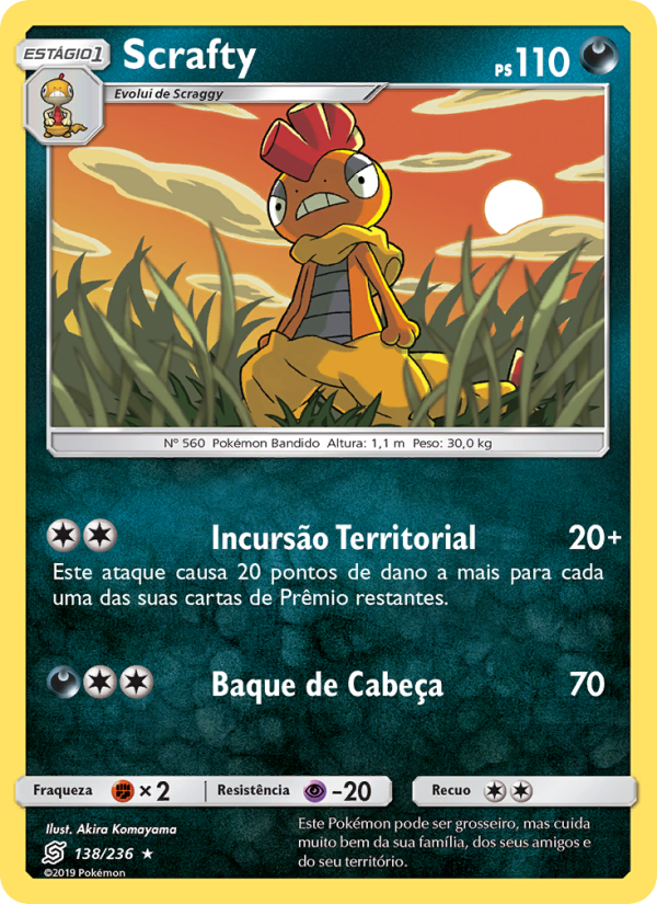 Scrafty 138 — Sintonia Mental (Portuguese Pokémon TCG card)