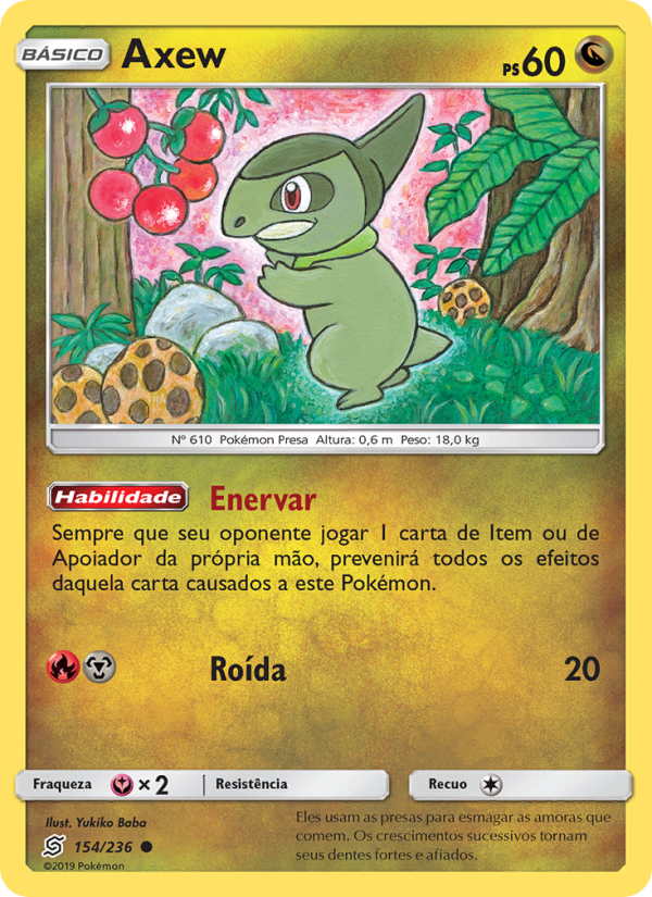 Axew 154 — Sintonia Mental (Portuguese Pokémon TCG card)