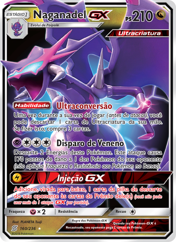 Naganadel GX 160 — Sintonia Mental (Portuguese Pokémon TCG card)