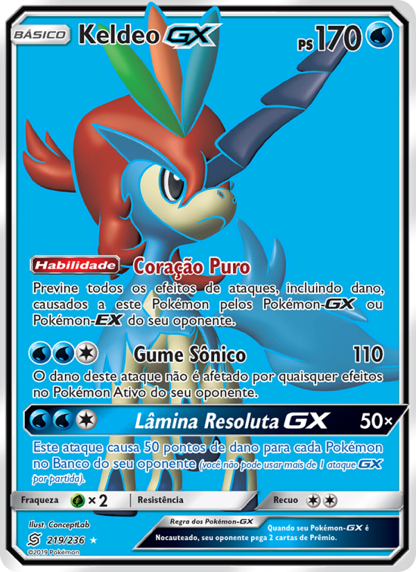 Keldeo GX 219 — Sintonia Mental  (Portuguese Pokémon TCG card)