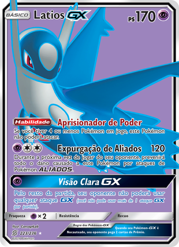 Latios GX 223 — Sintonia Mental (Portuguese Pokémon TCG card)