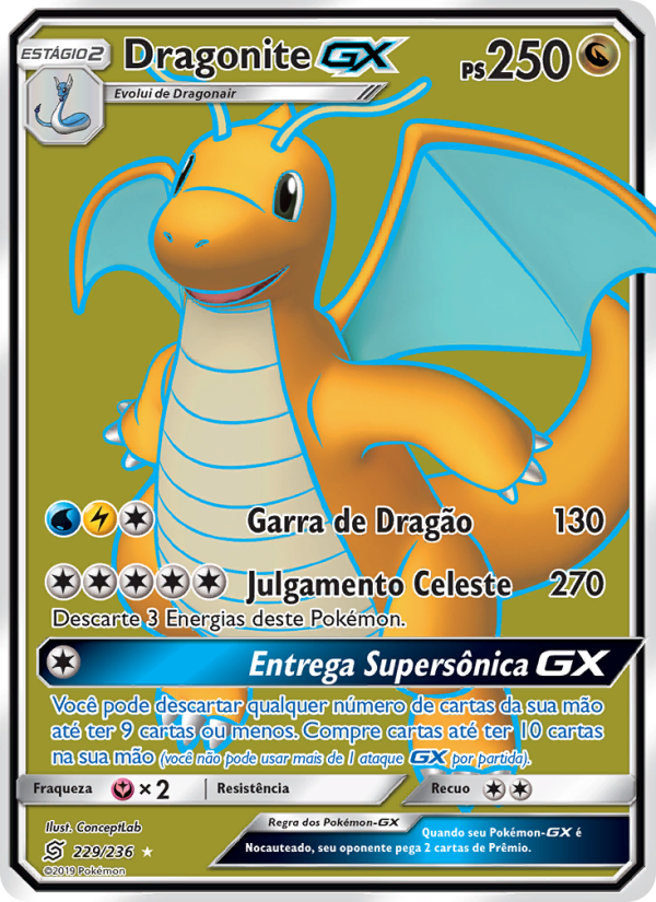 Dragonite GX 229 — Sintonia Mental (Portuguese Pokémon TCG card)