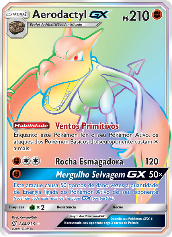 Aerodactyl GX 244 — Unified Minds (Portuguese Pokémon TCG card)
