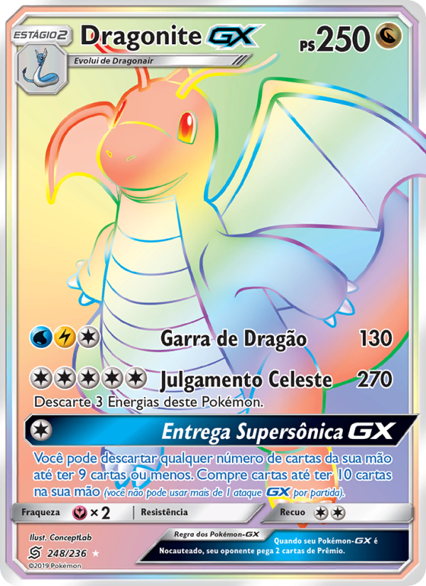 Dragonite GX 248 — Sintonia Mental (Portuguese Pokémon TCG card)