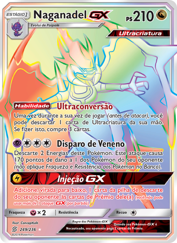 Naganadel GX 249 — Sintonia Mental (Portuguese Pokémon TCG card)