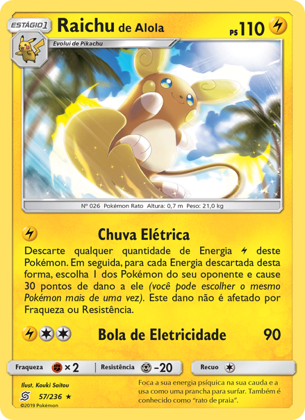 Raichu de Alola 57 — Sintonia Mental  (Portuguese Pokémon TCG card)