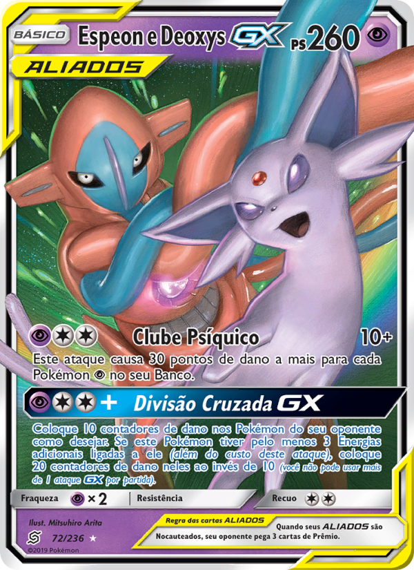 Espeon e Deoxys GX 72 — Sintonia Mental (Portuguese Pokémon TCG card)