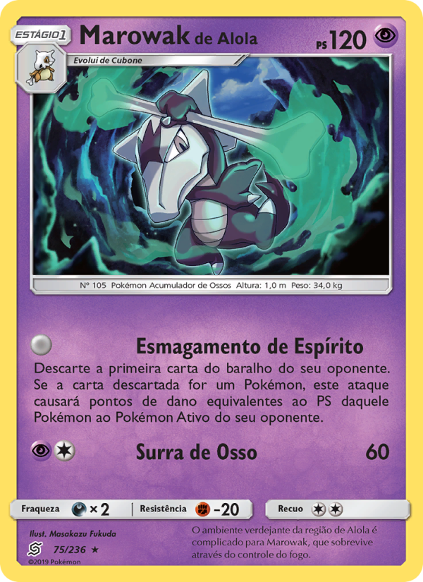 Marowak de Alola 75 — Sintonia Mental  (Portuguese Pokémon TCG card)