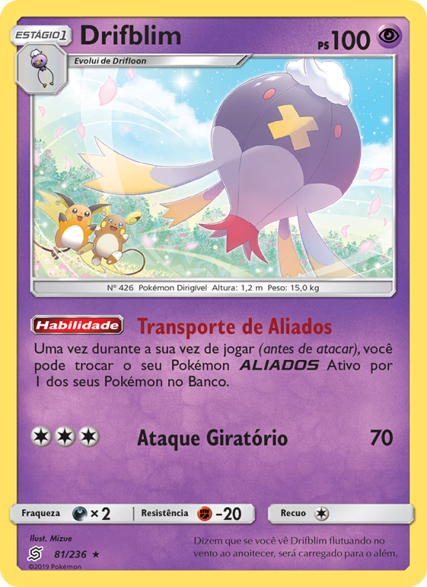 Drifblim 81 — Sintonia Mental  (Portuguese Pokémon TCG card)