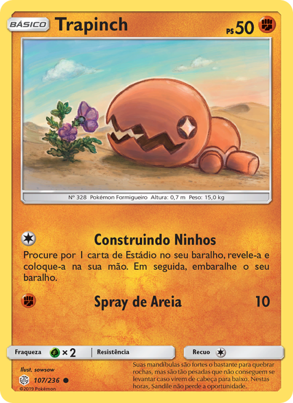 Trapinch 107 — Eclipse Cósmico (Portuguese Pokémon TCG card)