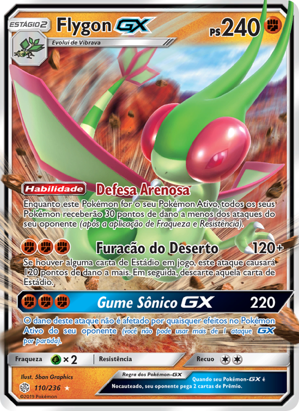 Flygon GX 110 — Eclipse Cósmico (Portuguese Pokémon TCG card)