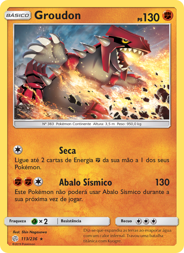 Groudon 113 — Eclipse Cósmico (Portuguese Pokémon TCG card)