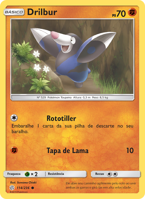 Drilbur 114 — Eclipse Cósmico (Portuguese Pokémon TCG card)