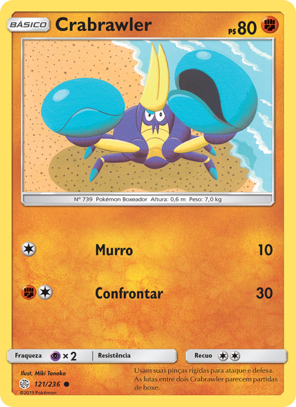 Crabrawler 121 — Eclipse Cósmico (Portuguese Pokémon TCG card)