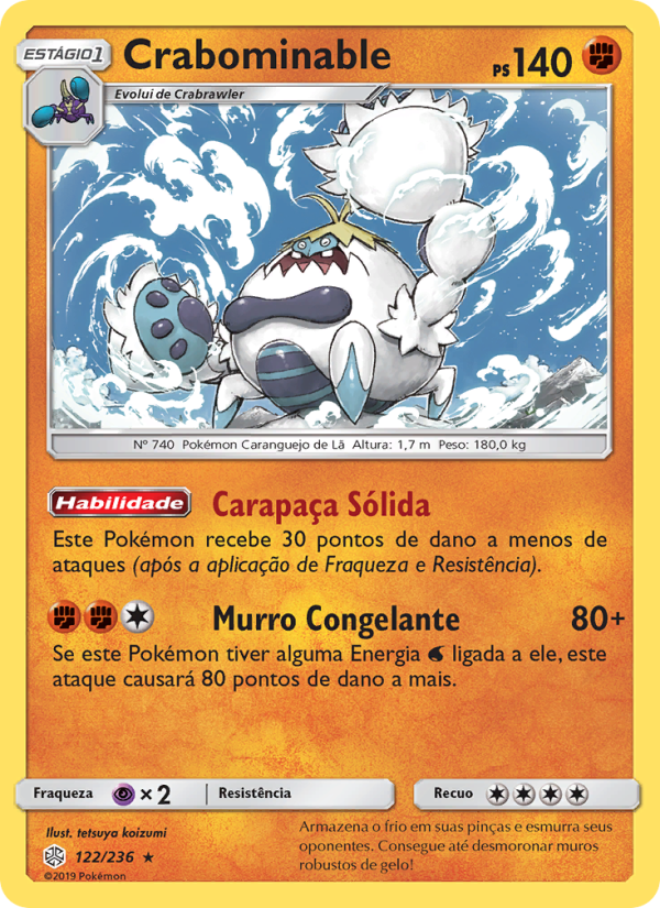 Crabominable 122 — Eclipse Cósmico (Portuguese Pokémon TCG card)