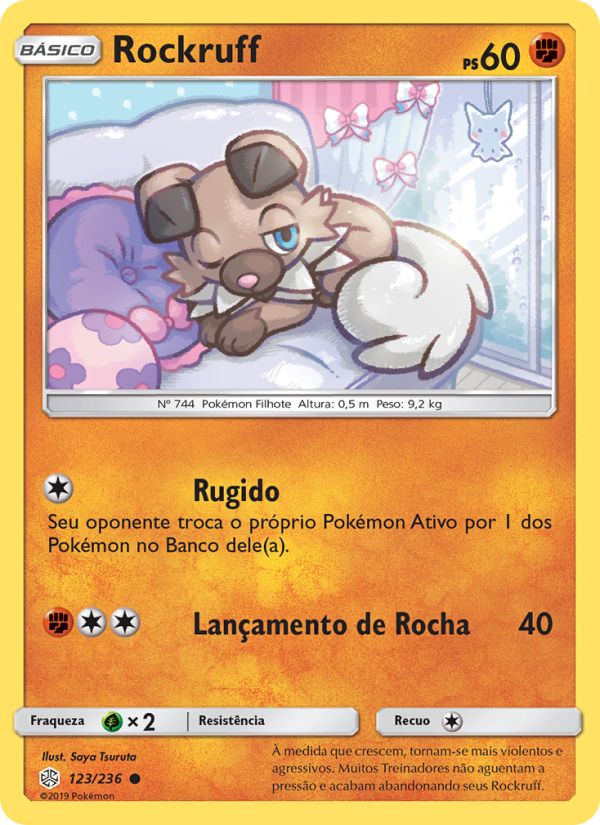 Rockruff 123 — Eclipse Cósmico (Portuguese Pokémon TCG card)