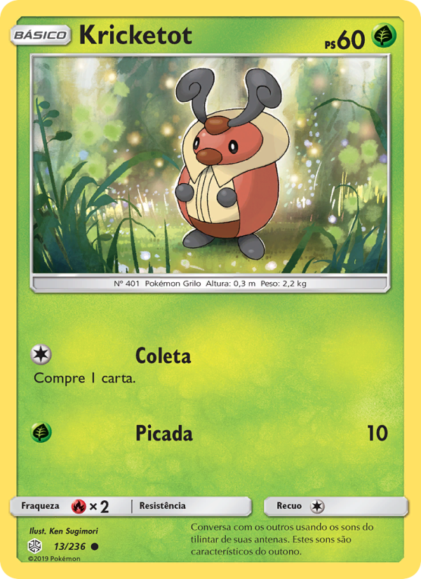 Kricketot 13 — Eclipse Cósmico (Portuguese Pokémon TCG card)
