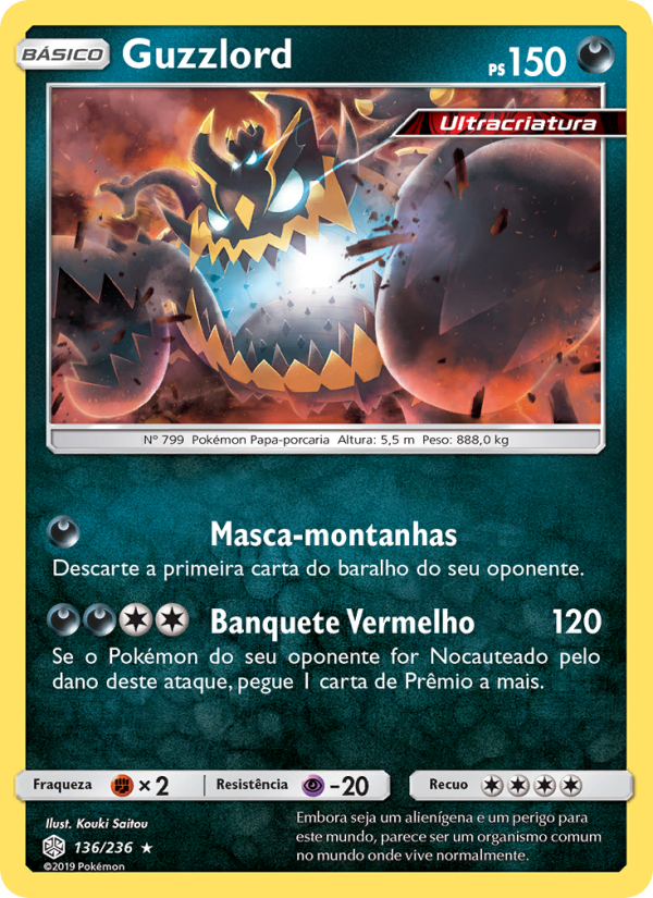 Guzzlord 136 — Eclipse Cósmico (Portuguese Pokémon TCG card)