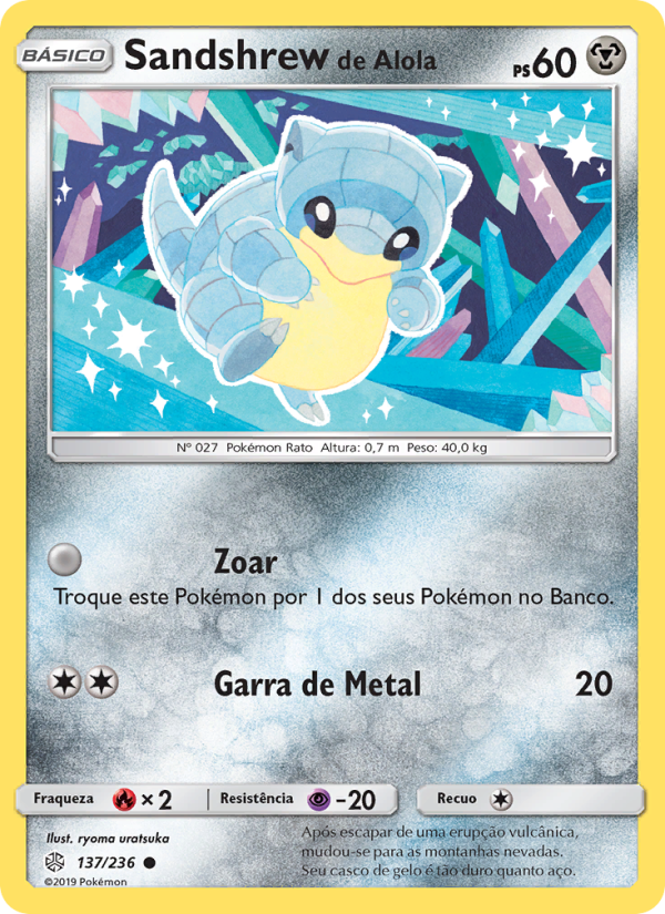 Sandshrew de Alola 137 — Eclipse Cósmico (Portuguese Pokémon TCG card)