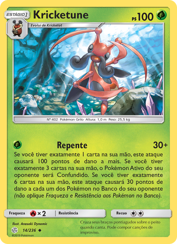 Kricketune 14 — Eclipse Cósmico (Portuguese Pokémon TCG card)