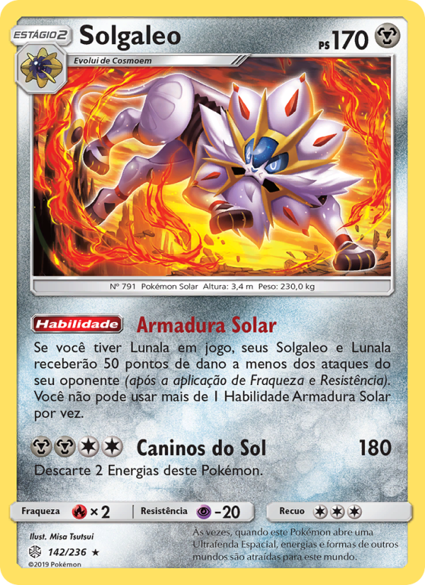 Solgaleo 142 — Eclipse Cósmico (Portuguese Pokémon TCG card)