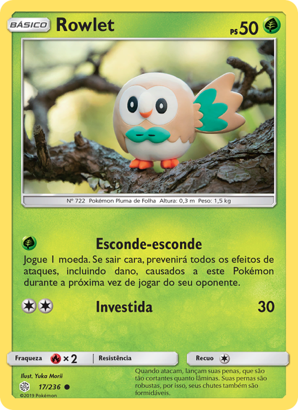 Rowlet 17 — Eclipse Cósmico (Portuguese Pokémon TCG card)