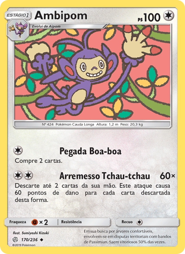 Ambipom 170 — Eclipse Cósmico (Portuguese Pokémon TCG card)