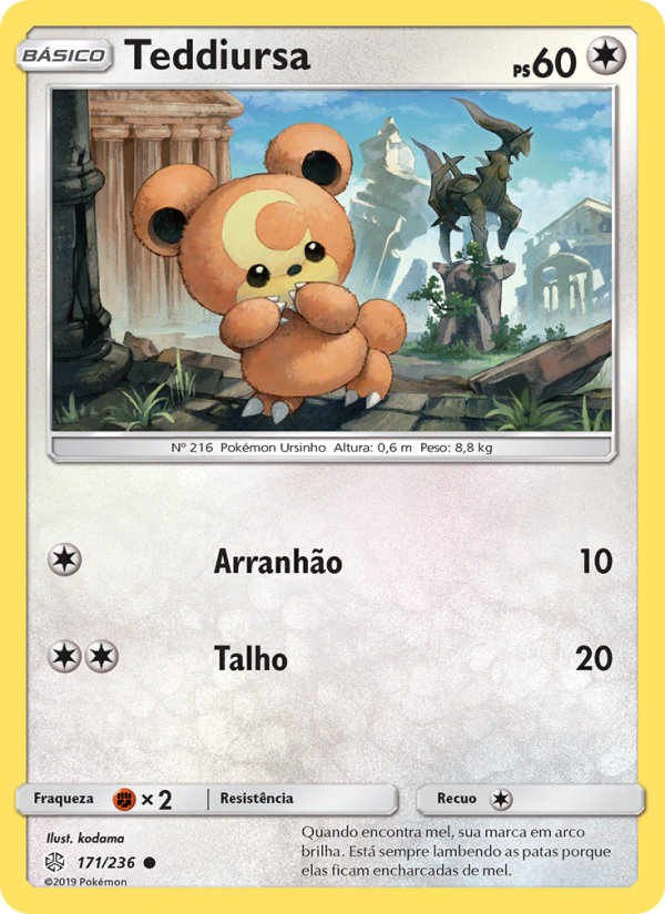 Teddiursa 171 — Eclipse Cósmico (Portuguese Pokémon TCG card)