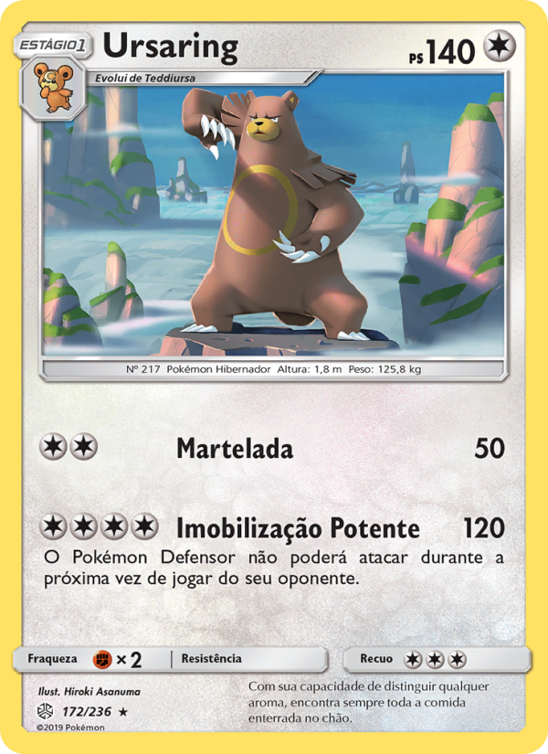 Ursaring 172 — Eclipse Cósmico (Portuguese Pokémon TCG card)