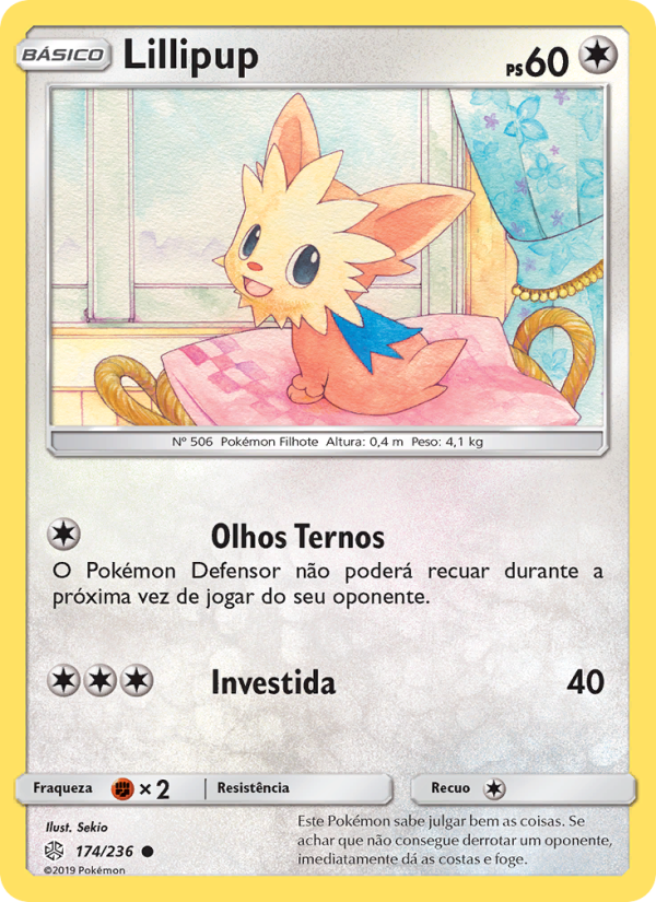 Lillipup 174 — Eclipse Cósmico (Portuguese Pokémon TCG card)