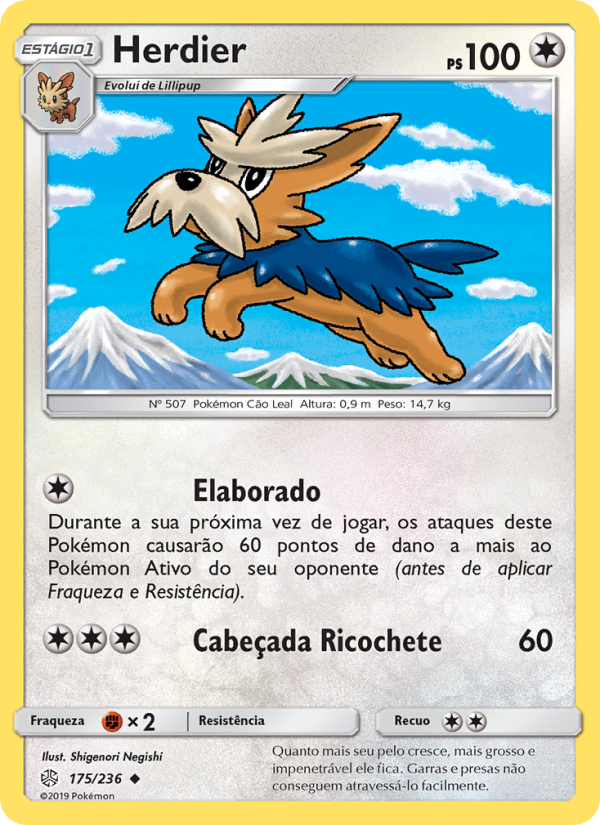Herdier 175 — Eclipse Cósmico (Portuguese Pokémon TCG card)