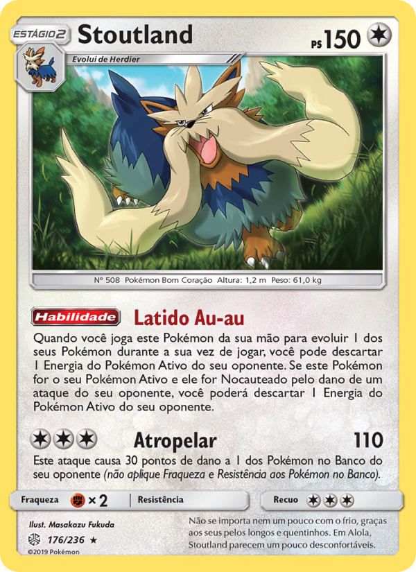 Stoutland 176 — Eclipse Cósmico (Portuguese Pokémon TCG card)