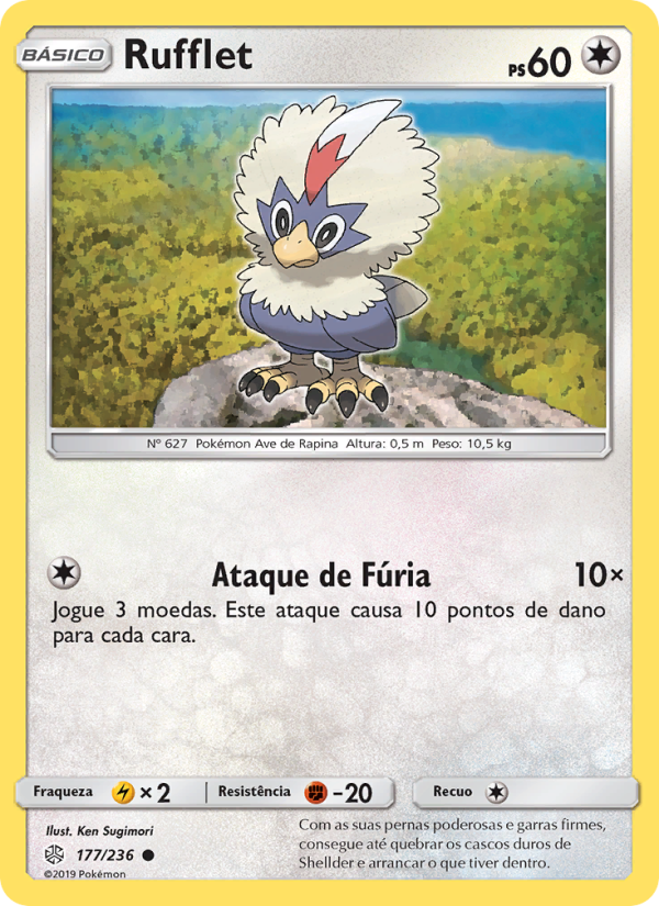Rufflet 177 — Eclipse Cósmico (Portuguese Pokémon TCG card)