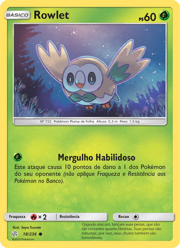 Rowlet 18 — Eclipse Cósmico (Portuguese Pokémon TCG card)