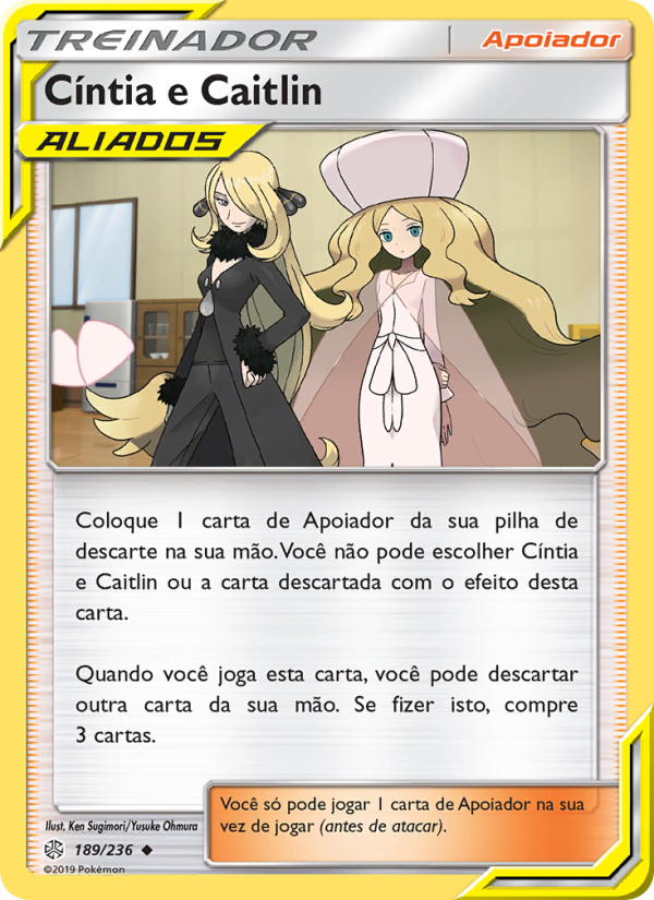 Cíntia e Caitlin 189 — Eclipse Cósmico (Portuguese Pokémon TCG card)