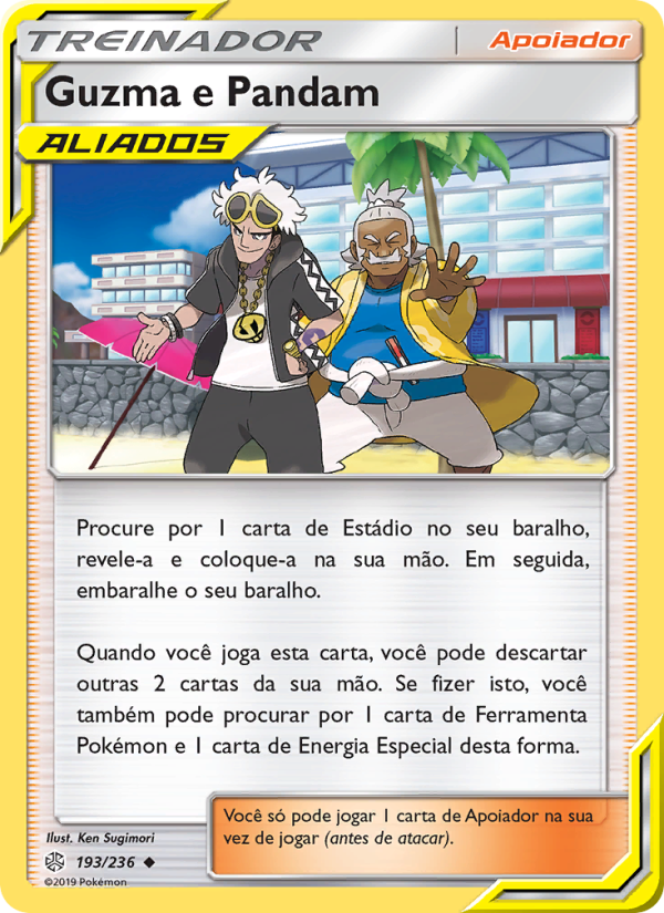Guzma e Pandam 193 — Eclipse Cósmico (Portuguese Pokémon TCG card)
