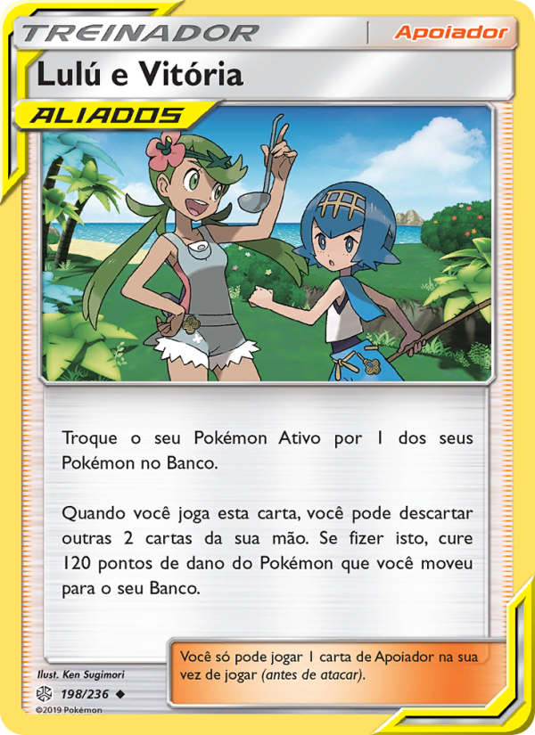 Lulú e Vitória 198 — Eclipse Cósmico (Portuguese Pokémon TCG card)