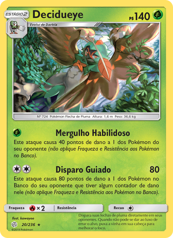 Decidueye 20 — Eclipse Cósmico (Portuguese Pokémon TCG card)