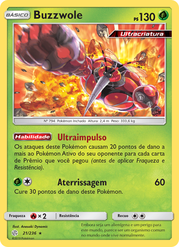 Buzzwole 21 — Eclipse Cósmico (Portuguese Pokémon TCG card)