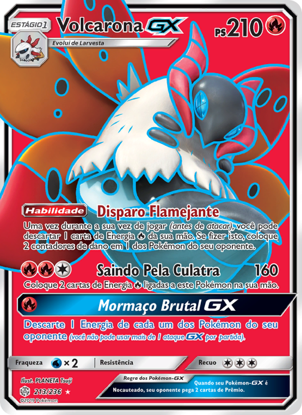 Volcarona GX 213 — Eclipse Cósmico (Portuguese Pokémon TCG card)