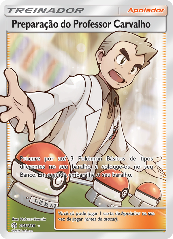 Preparação do Professor Carvalho 233 — Eclipse Cósmico (Portuguese Pokémon TCG card)