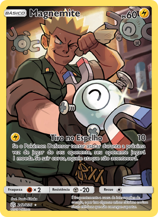 Magnemite 242 — Eclipse Cósmico (Portuguese Pokémon TCG card)