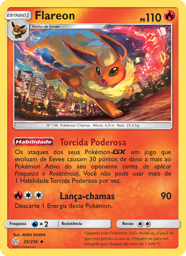 Flareon 25 — Eclipse Cósmico (Portuguese Pokémon TCG card)