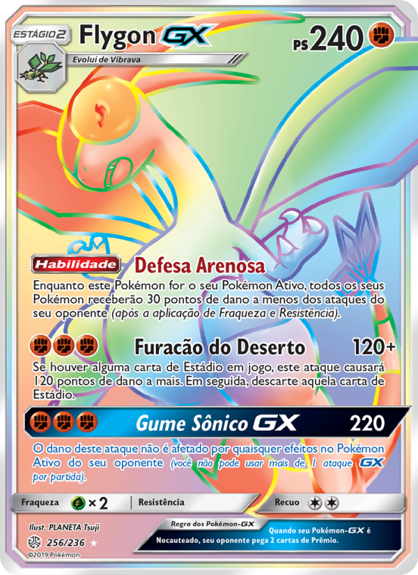 Flygon GX 256 — Eclipse Cósmico (Portuguese Pokémon TCG card)